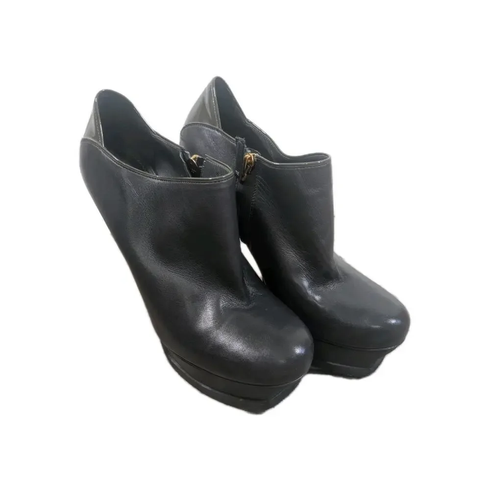 Yves Saint Laurent Womens Tribute 105‎ Black Leather Heeled Ankle Boots Sz 40
